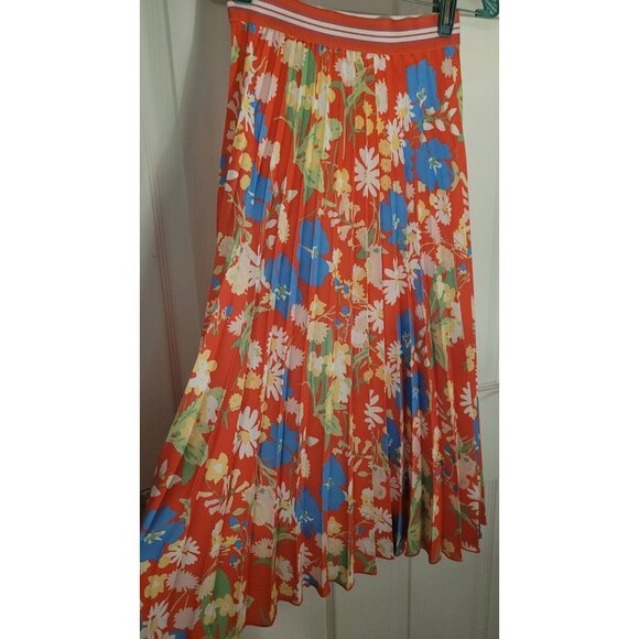 Twisted Wunder Lond Colorful Loud Floral Maxi Pleated Skirt Elastic Waist Sz 2 - Picture 5 of 9